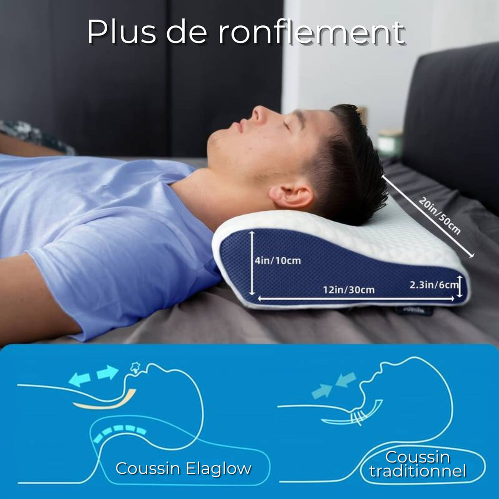 Oreiller orthopédique Elaglow® - Améliore la qualité du sommeil